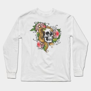 Skull and flowers hand Long Sleeve T-Shirt